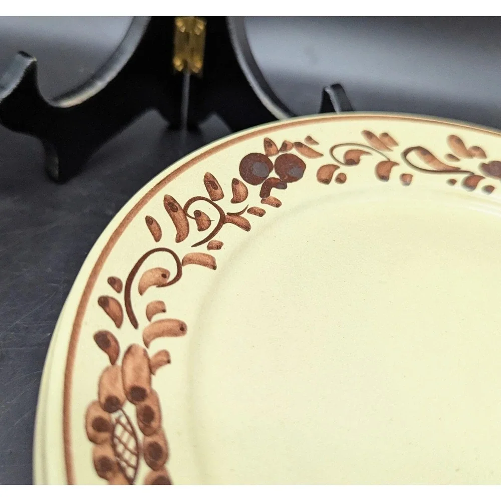 Set/4‎ Mid Century Stoob Pottery Austria Salad Dessert Plate Yellow 8.5